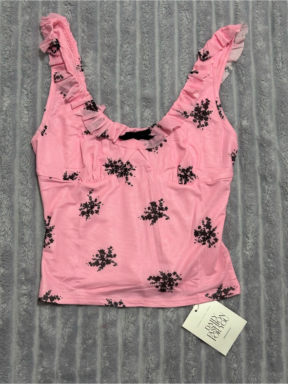 Daily Ritual Pink Floral Ruffle-Trim Camisole